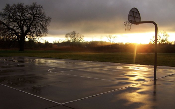 basketball sunset